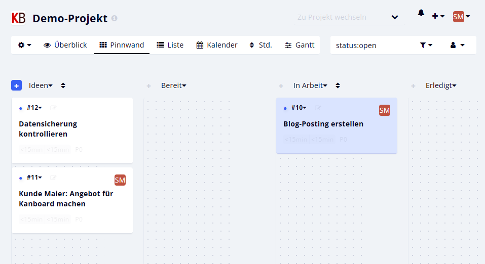 Kanboard mit ThemeRevision for Kanboard
