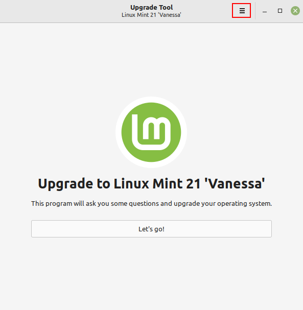 Linux Mint Upgrade Tool: Einstellungen öffnen